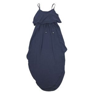 NWT Nerlerolian Chiffon Midi Max Dress Size Large Womens Navy Dark Blue Summer L